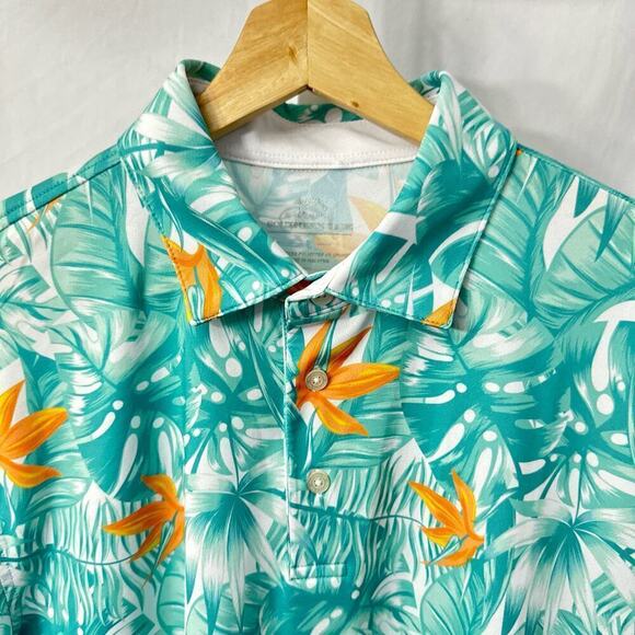 Southern Tide Polo Men's Shirt Large Driver Monstera Palm Print Performance - Picture 6 of 11